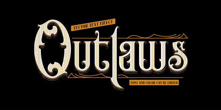 Vintage "Outlaws" Western Display Text Effect