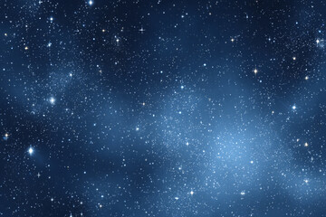Vast dark blue celestial night sky filled with countless sparkling white stars, ideal as a cosmic background or nebula texture.
