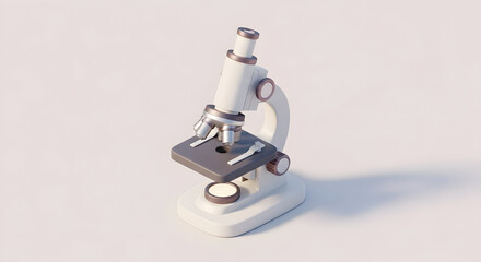 3d icon of microscope isolated on white background, a symbol of scientific research and laboratory analysis