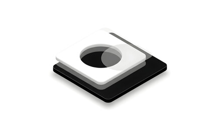 Fototapeta premium 3d icon of isometric hole puncher with black, white and gray layers isolated on white background, office tool