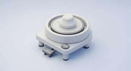 Fototapeta premium Illustration of a pottery wheel isolated on white background, a tool for shaping clay