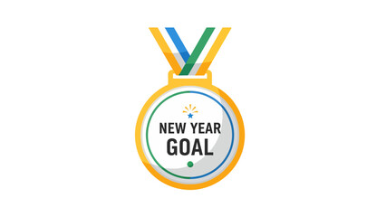 New Year Goal Medal with Tri-Color Ribbon