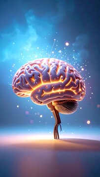 Glowing brain with sparky light trails