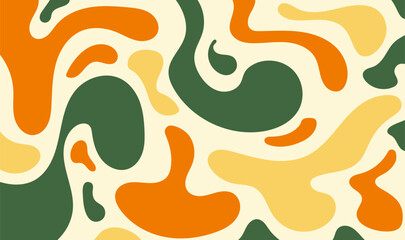 Abstract Organic Blob Pattern. Retro Camouflage Blob Background. Colorful Organic Fluid Shapes Pattern.