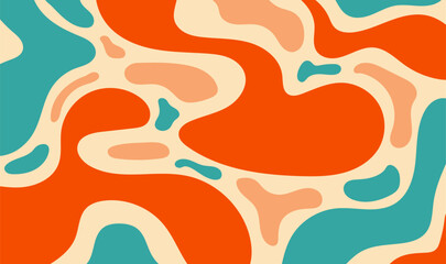 Colorful Fluid Shapes Abstract Background. Playful Retro Children&rsquo;s Shapes Background.