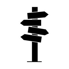 Directional Signpost Icon Showing Multiple Travel Routes and Choices for Navigation, Exploration, and Decision Making in Outdoor and Urban Design