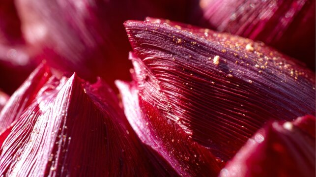 A macro shot of ruby tulip petals 