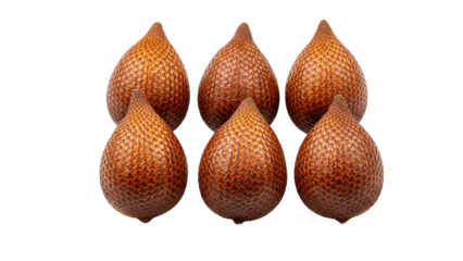 Six snake fruits or salak, white background isolated
