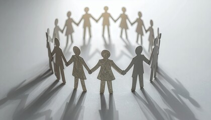 Paper figures holding hands in a circle, symbolizing unity and community.