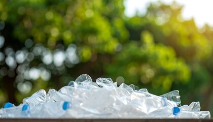 Plastic bottles piled up outdoors