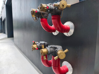 Fire Department Connection on Wall,Brass and Red Fire Hydrant Standpipe