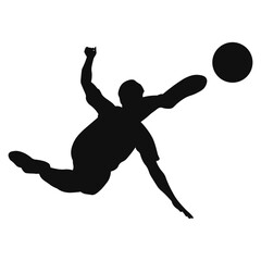 Silhouette of Soccer Player Kicking Ball on White Background