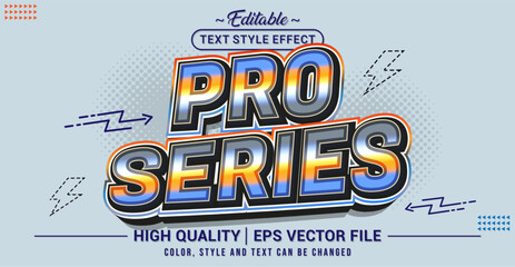 Editable text effect vector “Pro Series”, showcasing a bold, modern, high-performance style designed for competitive themes, sports titles, and professional branding.