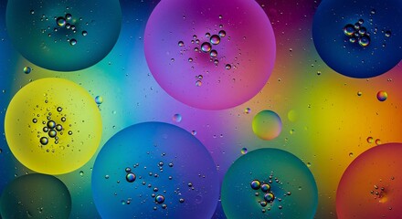 A vibrant collection of bubbles, creating a mesmerizing display of color and light, floating in a harmonious dance.