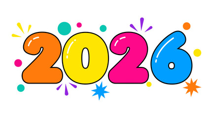 Colorful 2026 new year celebration typography illustration