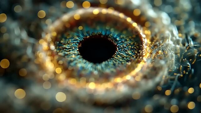 Captivating Eye Animation with Luminous Orbs and Detailed Iris Texture creating a mesmerizing