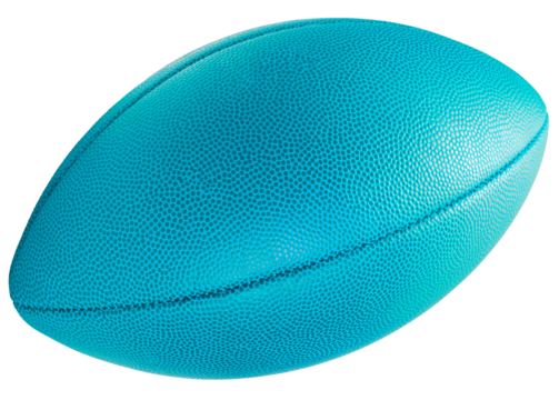 Blue Rugby ball isolated on white background, Rugby ball sport equipment, Png file. - Powered by Adobe