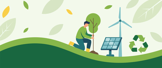 Protecting environment with renewable energy and tree planting