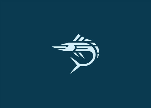 A simple barracuda logo using sharp streamlined shapes to emphasize speed, precision, and a fierce aquatic presence