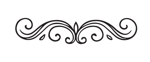 Fototapeta premium A minimalist black and white vector features a calligraphy styled ornament formed by abstract swirls and soft artistic curves, presenting a graceful design accented with refined flowing lines.