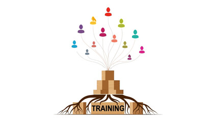 Vibrant training and development concept with diverse connections growing