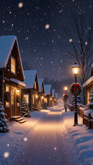 city ​​atmosphere when it snows