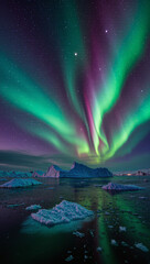 aurora borealis over the sea