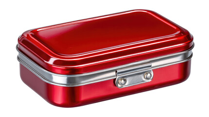 Bright Red Metal Box with Silver Closure, Ideal for Storage and Organization, Perfect for Home or Office Use