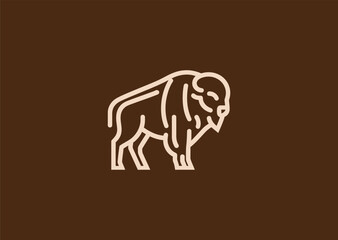 A geometric simple line bison logo with bold angular contours forming its head and hump, symbolizing strength, resilience, and grounded power