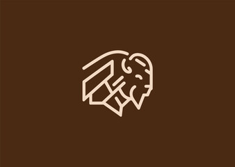 A geometric simple line bison logo with bold angular contours forming its head and hump, symbolizing strength, resilience, and grounded power