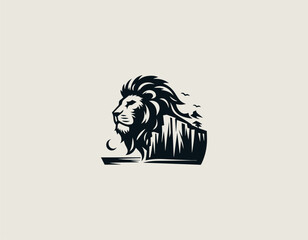 Cliff Lion black vector logo illustration