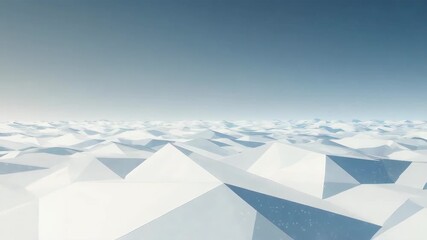 Low-poly icy landscape under a gradient sky, minimalistic, futuristic - Powered by Adobe