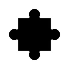 Puzzle Piece Silhouette. Isolated on White Background.