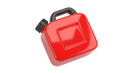 A red gas can isolated on transparent background, angled view