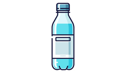 Fototapeta premium Stylized illustration of a clear plastic water bottle with a blue liquid fill and label