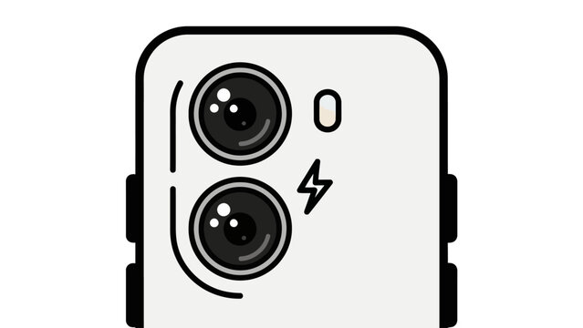 Stylized illustration of a white smartphone rear camera module