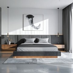 Modern Minimalist Bedroom Interior Design with Elegant Decor and Natural Light.