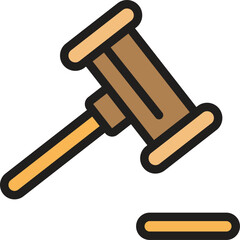 Line Art Depiction of a Wooden Gavel and Strike Block, Embodying Court Decisions, Legal Judgment, and Procedural Authority