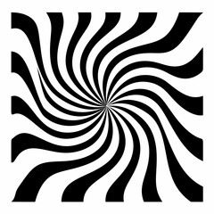 Abstract swirl pattern with black and white wavy lines isolated on white