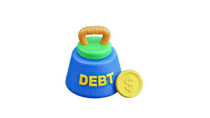 Debt Burden Concept: Heavy Weight and Dollar Coin