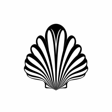 Stylized seashell icon black and white graphic design element