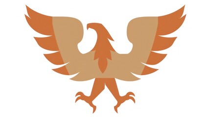 Obraz premium Stylized graphic illustration of a majestic bird with outstretched wings on white