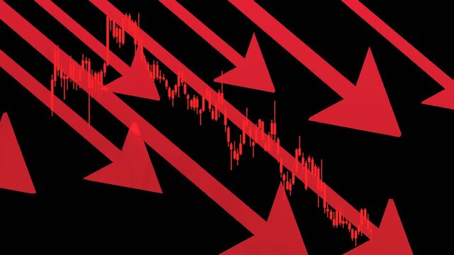3D Arrow Down Graph | Alpha Channel