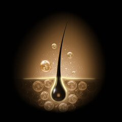 Microscopic view  Molecular , Repair damaged hair from root to tip, 3D rendering