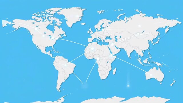 Global Connections World Map Showing International Travel Routes.