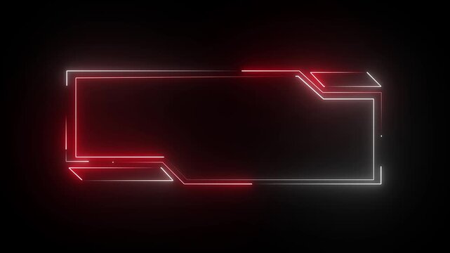 Neon rectangular frames with shining effects on Black background. Square box with neon lines. neon box pattern. neon digital hud lights wiggle on black background. 4K ANIMATION VIDEO..