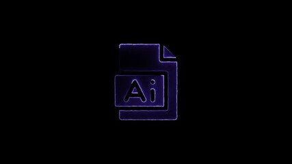 Glowing purple Adobe Illustrator file icon with a folded corner on a black background ai file format