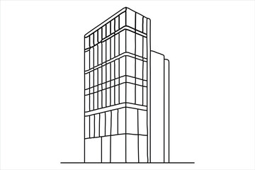 Minimal architecture office tower one line, stylish vector art