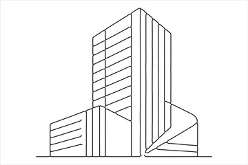 Professional office building single line icon white background