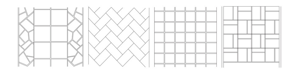 CAD Drawings. Set of stone wall pattern for landscape, outdoor and park, etc.	